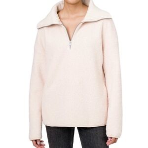 Elle | Size XL | High-Quality Sherpa Quarter-Zip Pullover – Cream